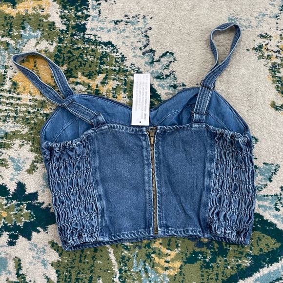 YFB young fabulous broke denim soft jean crop bustier top. Took tags off. - Picture 3 of 3